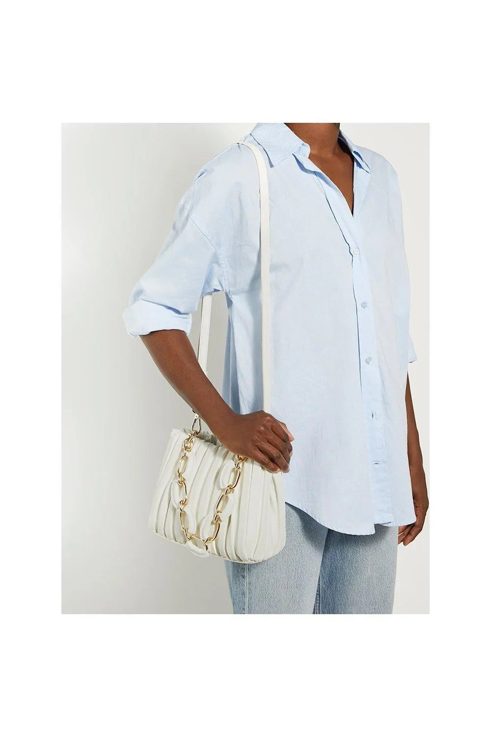 Dune  White Small Dinidominie Pleat Slouchy Bag